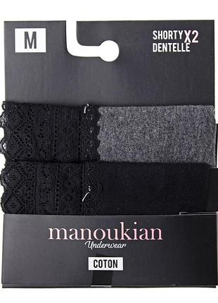 Трусы manoukian shorty-x2 -femme черный, серый женщины l