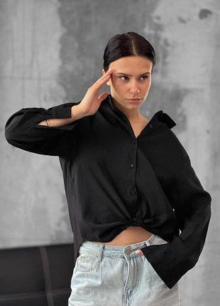 Рубашка женская tanja черная повседневная oversize классическая s–xl