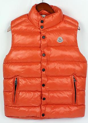 Жилетка moncler, цвет оранжевый глянец, разные размеры оранжевый, xxl