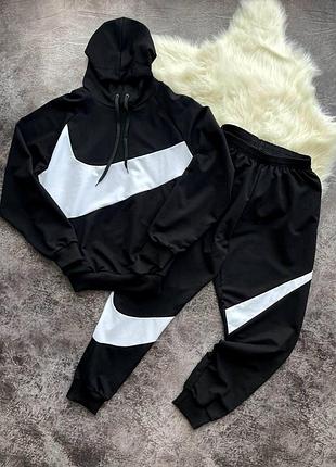 Чоловічий спортивний костюм на весну nike: худі та штани, розміри: s, m, l, xl, xxl чорний, l