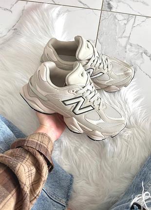 Кроссовки new balance 9060 beige milk leather