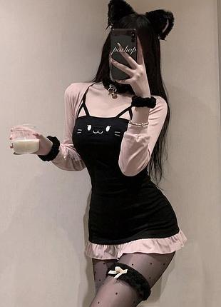 Комплект сукня котик з рожевою кофтинкою kawaii lolita