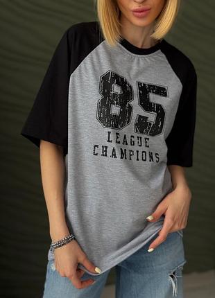 Хлопковая футболка оверсайз женская champion батал 54-56, серый