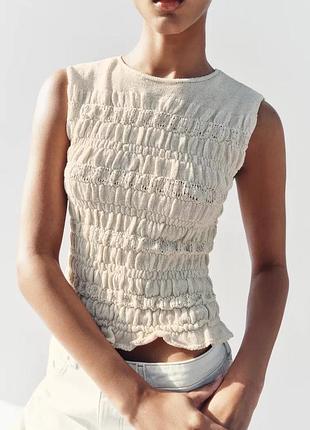 Бежевий топ жіночий жатка zara new