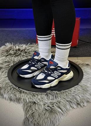Кросівки new balance 9060 нью баланс 9060 темно-сині з екозамші для жінок зручні стильні
