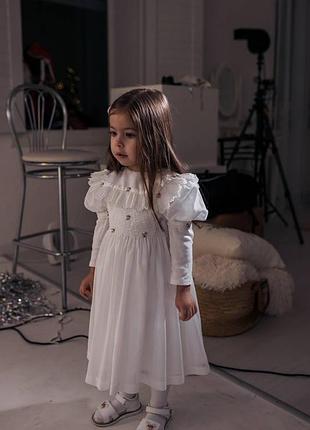 Літня біла сукня на дівчинку 3-5 років, святкова сукня на дівчинку 98-110 р.