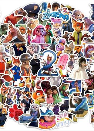 🦊 наклейки зверополис / zootopia — набор 110 шт | водостойкие стикеры | nick & judy