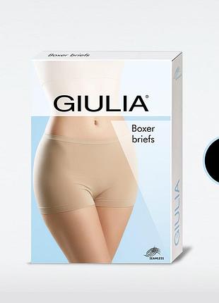 Трусики-шортики жіночі безшовні giulia boxer briefs — мікрофібра black, s/m