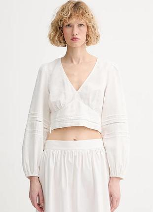 Urbanshop com ua marc o'polo блузка жіноча з додаванням льону бежева однотонна 5000009829 розміри запитуйте