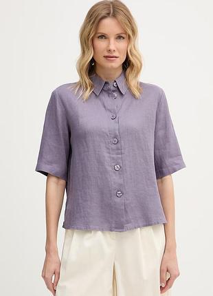 Urbanshop com ua united colors of benetton рубашка женская льняная фиолетовая однотонная 5bml5qb75 размеры запиту