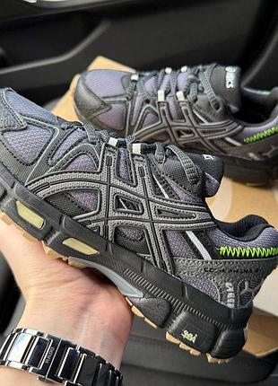 Жіночі кросівки asics gel kahana 8 сірі стильні термо кроси з натуральної шкіри на зиму асікс гель кахана