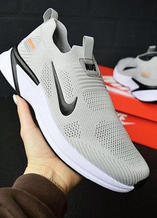 Мужские кроссовки nike shield мокасины серые с черным текстиль найк шилд на весну, лето стильные кроссовки без шнурков 43(27.5см)