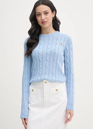 Urbanshop com ua u.s. polo assn. свитер женский хлопковый crew neck cable голубой wup0398 размеры запитуйте