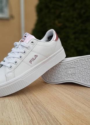 Fila fusion кеды на платформе белые с розовым