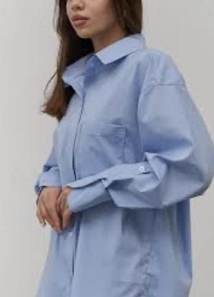 Оверсайз поплінова блакитна сорочка boohoo plus size