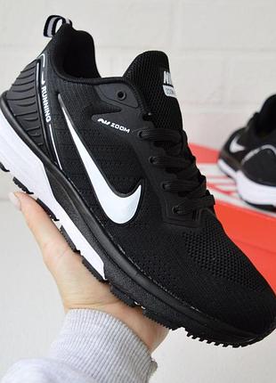 Чоловічі кросівки nike zoom winflo running чорні з білою сіткою найк зум вінфло раннінг літні 45 (29 см)