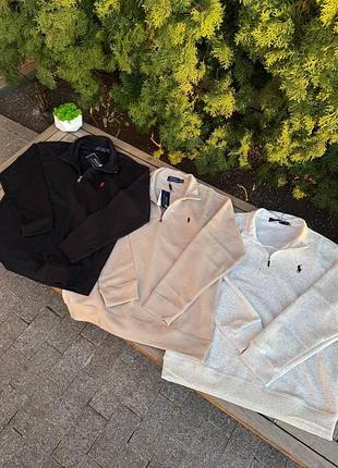 Светр polo ralph lauren на блискавці 1/3 zip чоловічий пуловер поло ральф лорен чорний, l