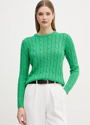 Urbanshop com ua u.s. polo assn. свитер женский хлопковый crew neck cable зеленый wup0398 размеры запитуйте