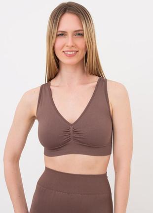 Безшовний жіночий топ з ефектом push-up з мікрофібри giulia top shape s/m brown-deep taupe