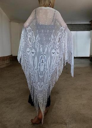 Ажурная шаль gypsy япония с бахромой, платок косынка  с бахромой, фламенко