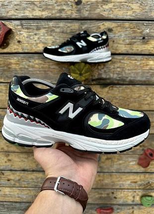 Кроссовки new balance 2002r bape черные камуфляжные для мужчин стильная обувь с амортизацией