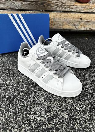 Adidas campus white шкіряні, кеди адідас кампус білі, кросівки чоловічі кампуси білі