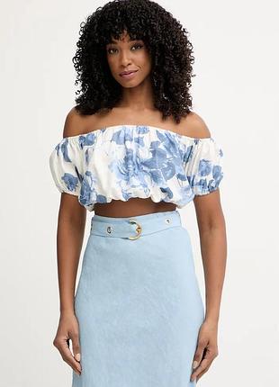 Urbanshop com ua guess блузка жіноча з льоном ryan блакитна у квіти w6gha1 w2447 розміри запитуйте