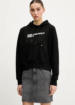 Urbanshop com ua кофта karl lagerfeld jeans женский цвет черный с капюшоном с принтом a2w20053 размеры запитуйте