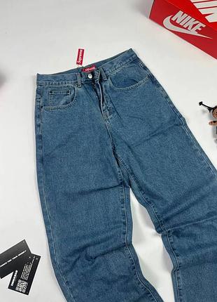 Джинсы supreme широкие мужские и женские — чёрные, синие, голубые 30, синий