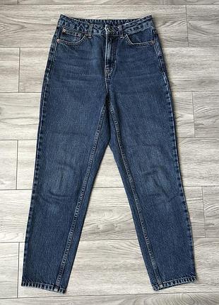 Сині жіночі джинси фасону мом (mom jeans) з високою посадкою topshop