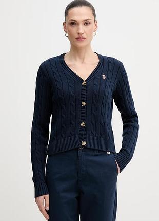 Urbanshop com ua u.s. polo assn. кардиган женский хлопковый cable knit темно-синий w280400 размеры запитуйте