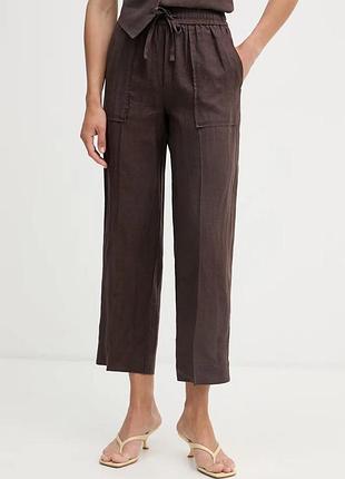 Urbanshop com ua united colors of benetton брюки женские льняные коричневые high waist 4aghdf08j размеры запитуйте