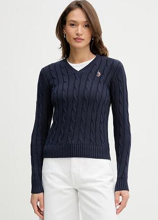 Urbanshop com ua хлопковый свитер u.s. polo assn. v-neck cable цвет синий легкий wup0397 размеры запитуйте