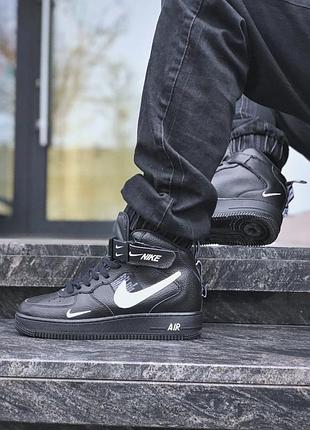 Мужские кроссовки найк аир форс nike air force lv8 high black 43 44