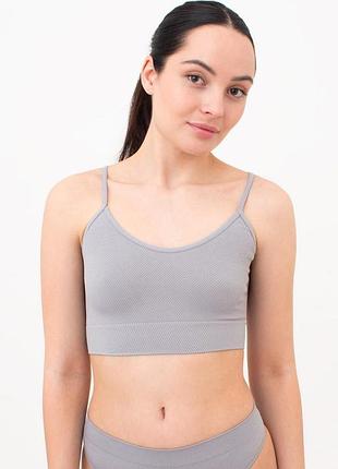 Бесшовный топ на тонких бретелях giulia cami top grain s/m grey-griffin, женское белье топ для фитнеса и дома