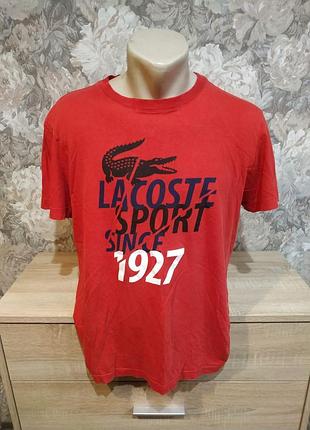 Оригінальна спортивна футболка lacoste sport big logo red, розмір l