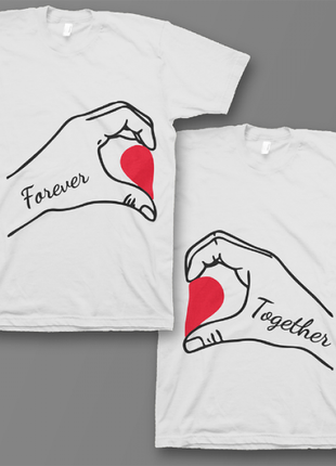 Парні футболки з принтом "серце з долонь: together forever" push it