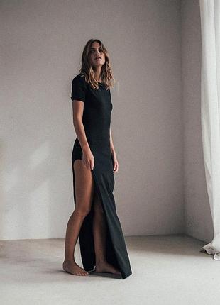 Urbanshop com ua платье muuv side slit цвет черный maxi облегающая размеры запитуйте