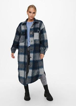 Жіноче пальто онлі оригінал only onlandrea x-long shacket cc otw 15230329-blue graphite-detail:lgm + campanula + ho only l син