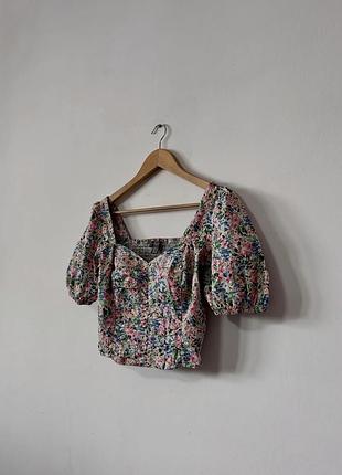 Котонова блуза топ в квітковий принт🌿