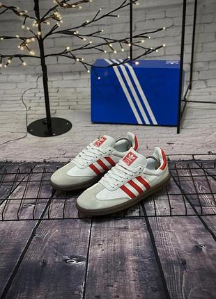 Кроссовки adidas samba адидас самба серые с красным с мягкой подкладкой для мужчин для активного отдыха