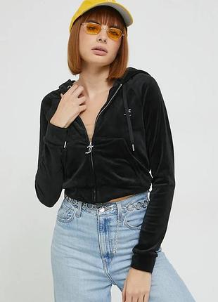 Urbanshop com ua кофта juicy couture женская цвет черный с капюшоном с аппликацией размеры запитуйте