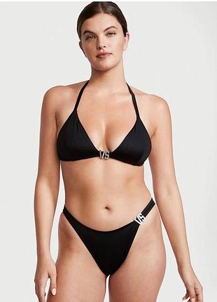 Купальник роздільний victoria’s secret чорний зі стразами верх s, низ xs
