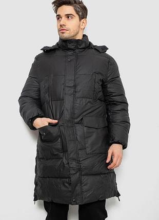 Куртка мужская зимняя удлиненная, цвет черный, 244rh76-30d