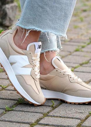 Кроссовки new balance 327 beige бежевые
