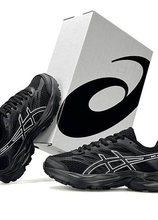 Женские кроссовки asics gel flux 4 черные популярные из сетки и кожи красивые трендовые спортивные ассикс гельф флюкс для прогулок 40
