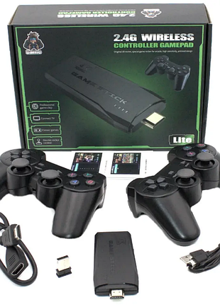 Игровая приставка lite green hdmi 3535 игр dendy, sega, аркадные игры, game boy, nintendo, atari, playstation 1.