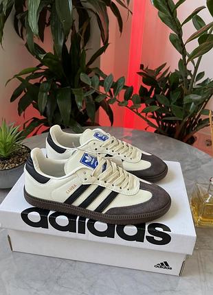 Женские кроссовки адидас самба adidas samba brown white (2) коричневый белый 37