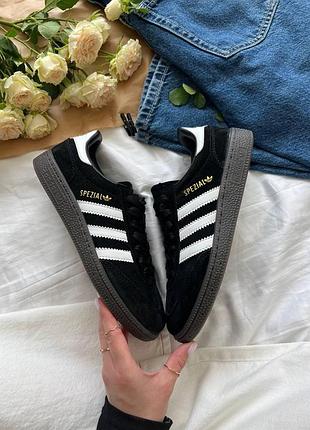 Женские кроссовки адидас специал adidas spezial black white черный белый 36