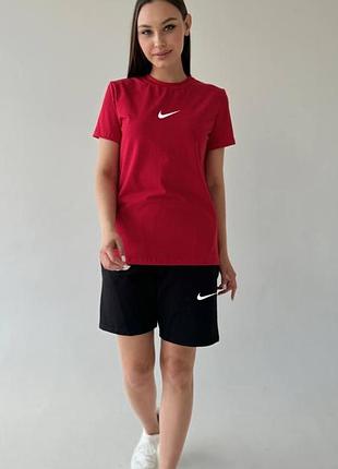 Жіночий літній комплект nike червоний 44